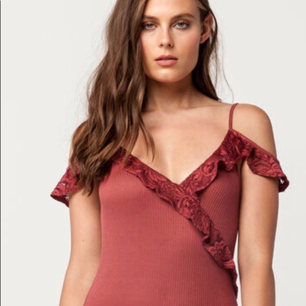 H.I.P Lace Ruffle Bodysuit
